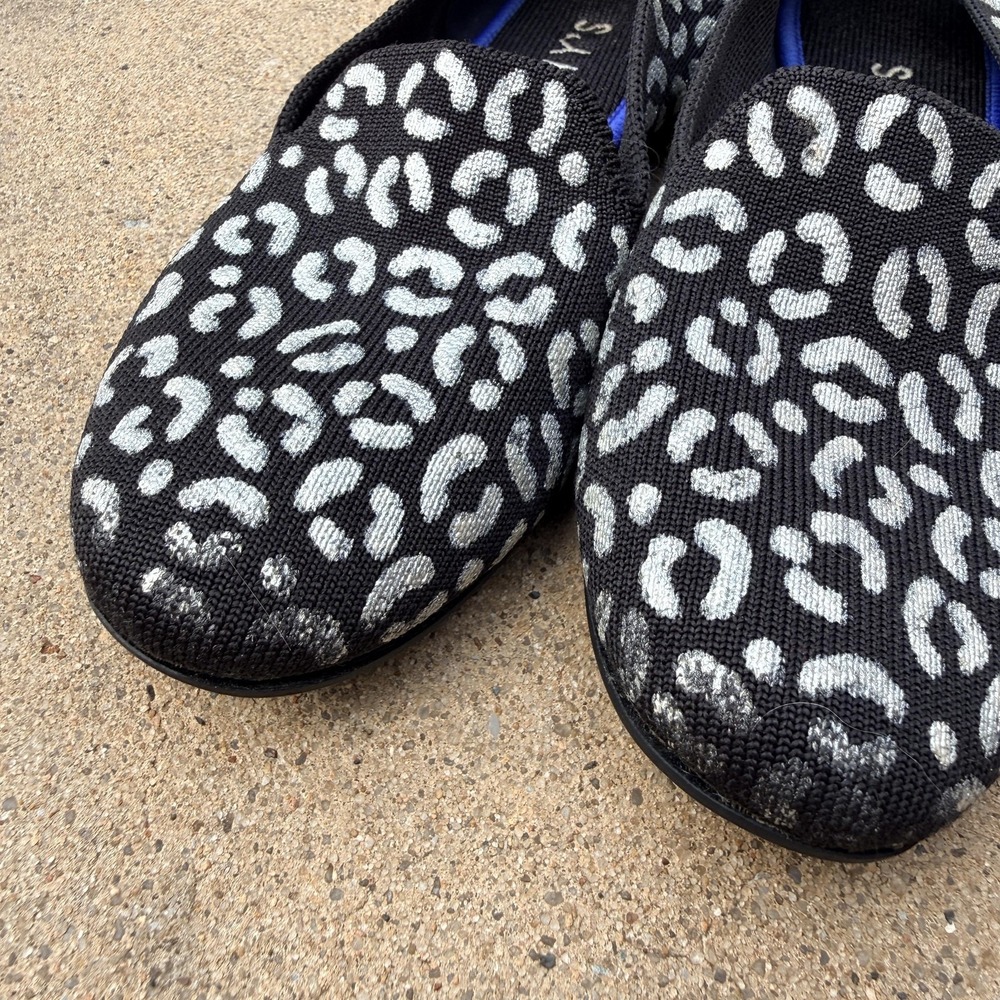 Rothy's Shoes Womens Size 8 Black Animal Print Knit Loafers Slip On Comfort - Picture 3 of 8